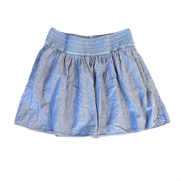 J. Crew Smocked Denim Chambray Skirt With Pockets L - Picture 2 of 8